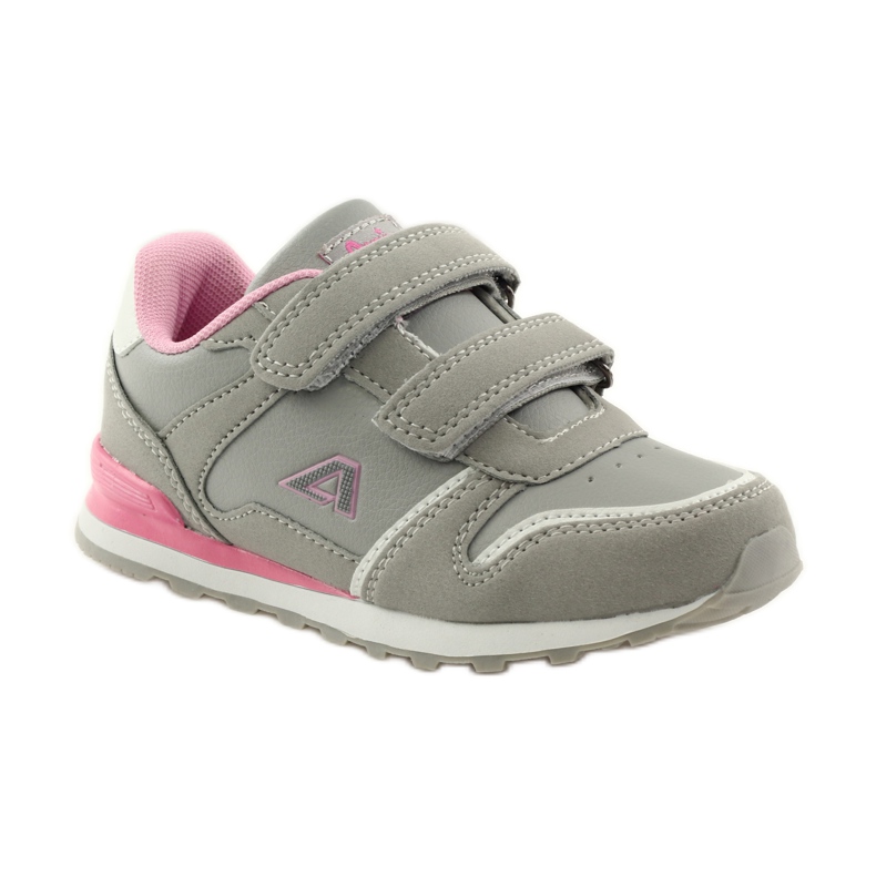American Club Intarsio in pelle americana con velcro sportivo rosa grigio bianco 1