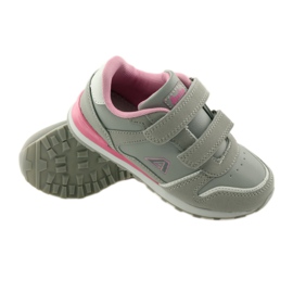American Club Intarsio in pelle americana con velcro sportivo rosa grigio bianco 3