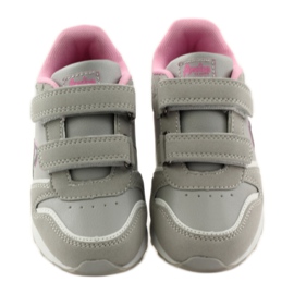 American Club Intarsio in pelle americana con velcro sportivo rosa grigio bianco 4