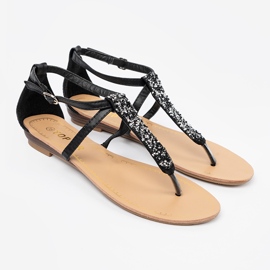Sandali neri in stile nero piatto 1