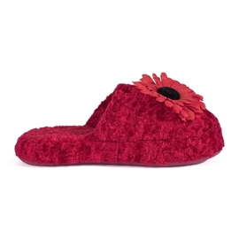 Piccole pantofole rosse con un fiore decorativo rosso 1