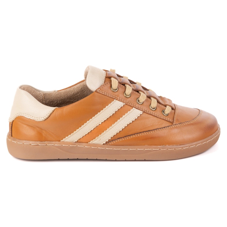 Sneaker Kaia Olivier femminile a piedi nudi - scarpe in pelle marrone chiaro 1