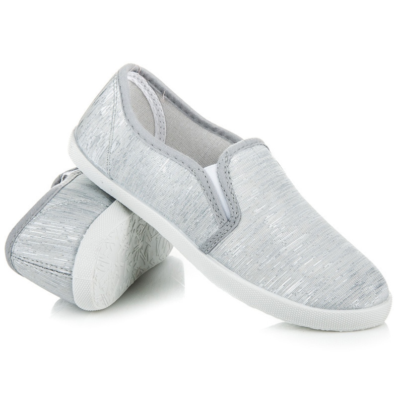 Sneakers slip on con filo argento grigio 1