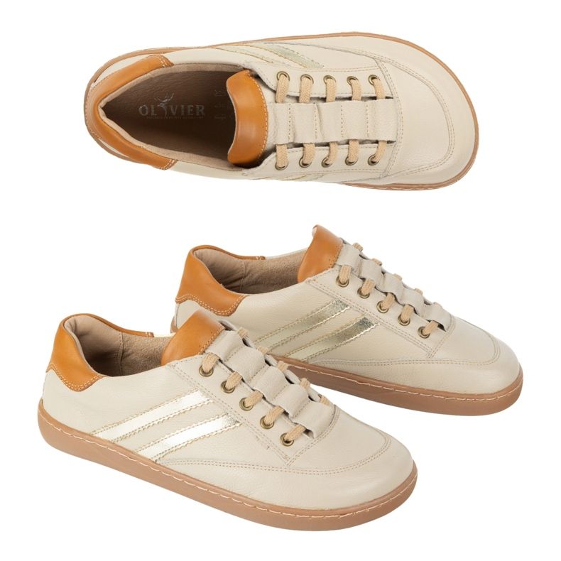 Sneaker a piedi nudi femminile kaia olivier - scarpe in pelle beige leggera 1