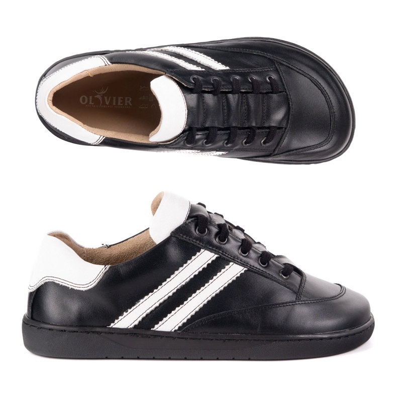 Sneaker Women a piedi nudi scarpe in pelle nera olivier con bianco nero 1