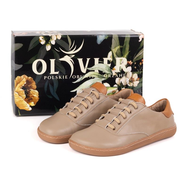 Sneaker a piedi nudi femminili Maja Olivier - Cappuccino Anatomical Leather Shoes beige 2