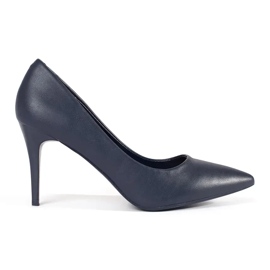 Pompe blu navy su un tallone alto 1