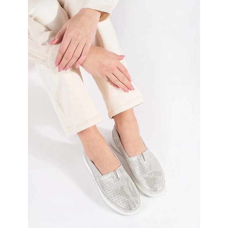 Goodin Scarpe argento in pelle naturale 2