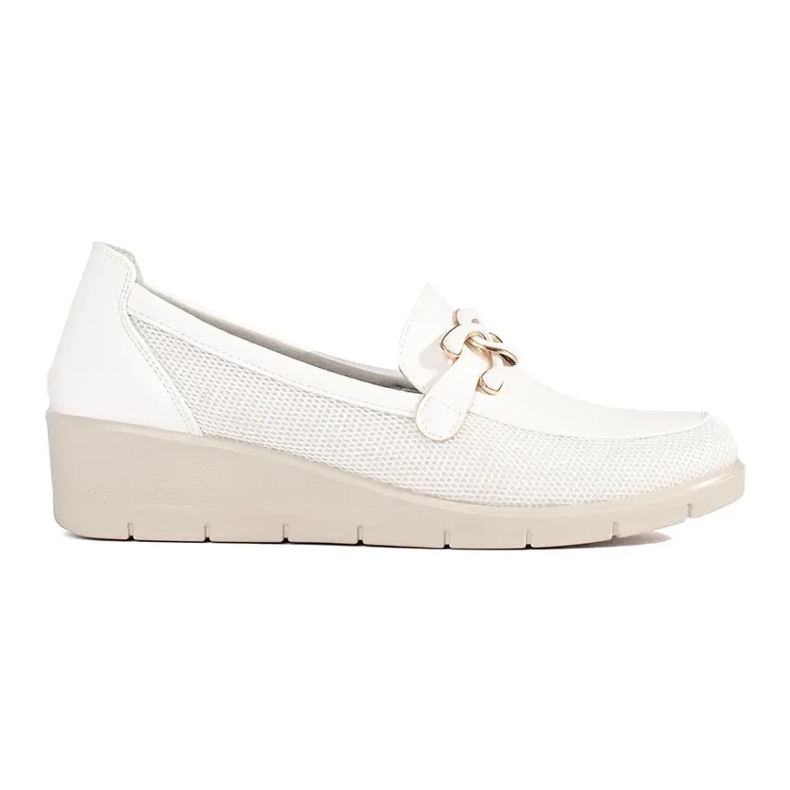 Seastar Scarpe bianche a cuneo con una catena decorativa bianco 1