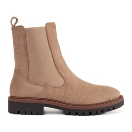 Stivali al Chelsea beige in pelle scamosciata 1