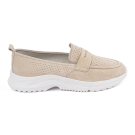 Goodin Mocassini beige in pelle sulla piattaforma 1