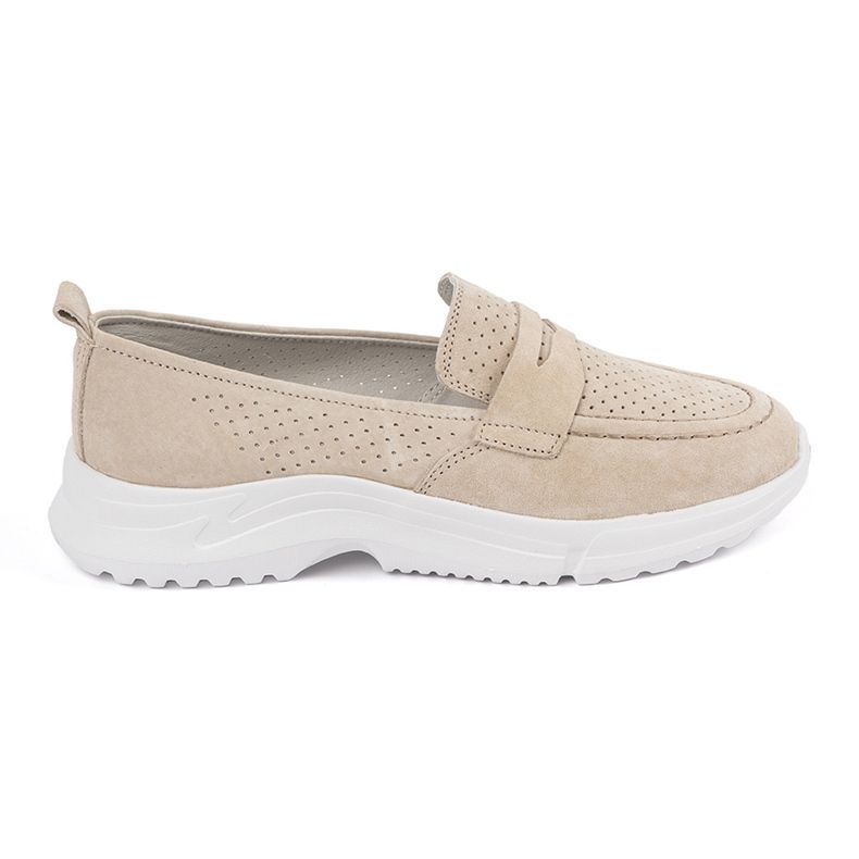 Goodin Mocassini beige in pelle sulla piattaforma 1