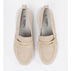 Goodin Mocassini beige in pelle sulla piattaforma 2