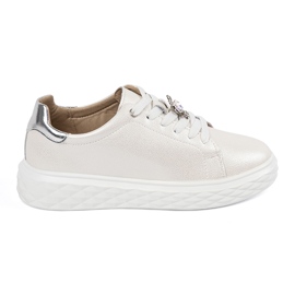 Sneaker bianche e argento con spille in pelle Sergio Leone bianco 2