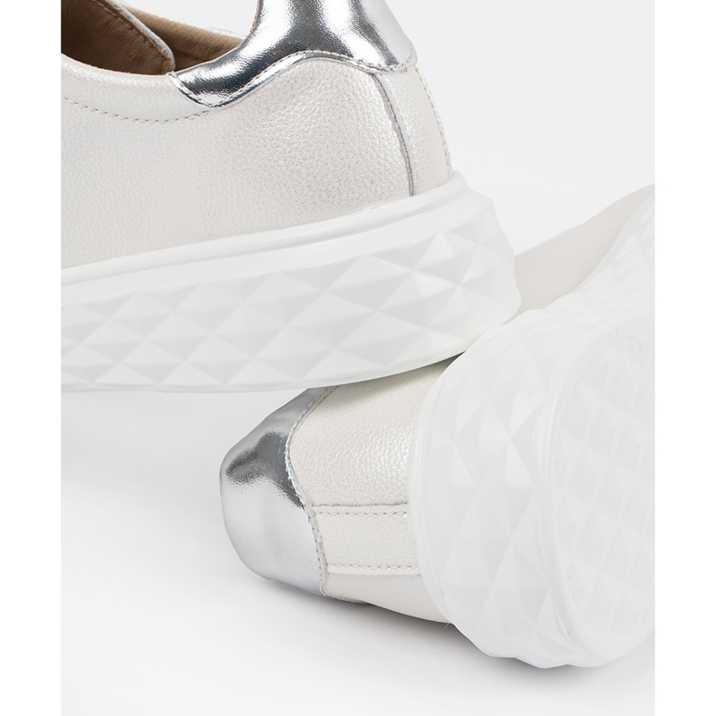 Sneaker bianche e argento con spille in pelle Sergio Leone bianca 1