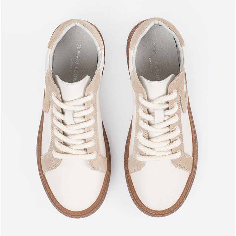 Sneakers in pelle femminile bianca e beige Sergio Leone 2