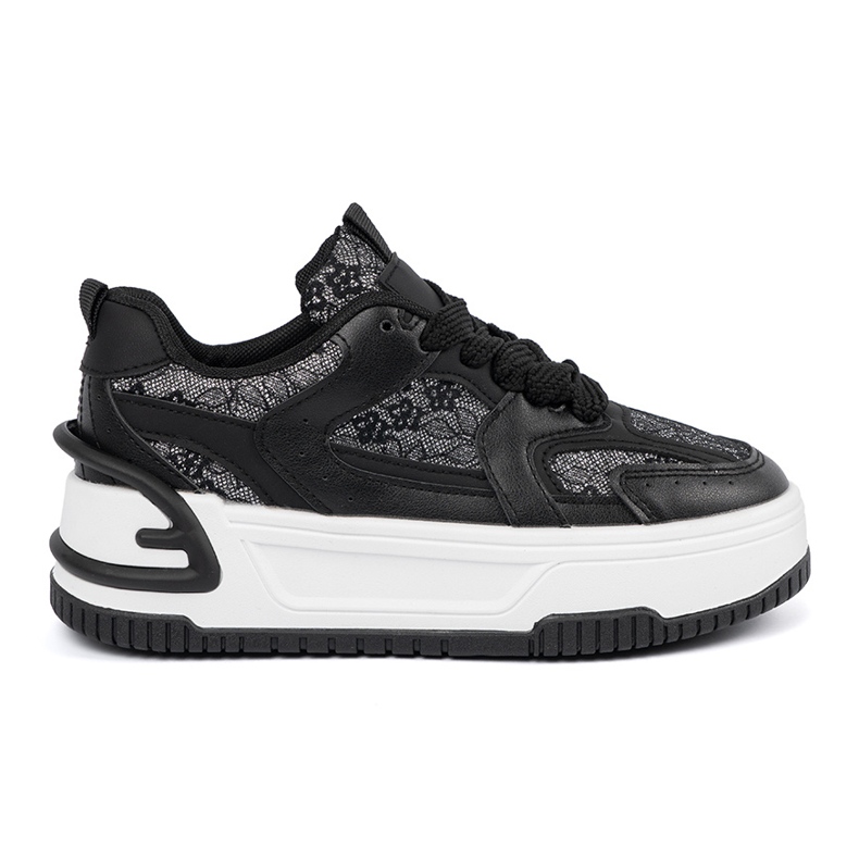 Sneaker femminili con pizzo in bianco e nero 2