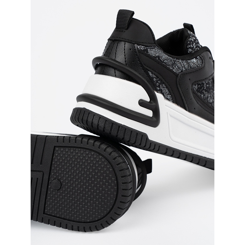 Sneaker femminili con pizzo in bianco e nero 1