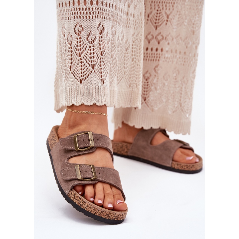 Inna Sole di sughero con un morsetti in campagna scura beige 2