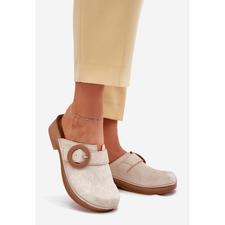 Pantofole da donna con la fibbia beige inblu tf000001 1