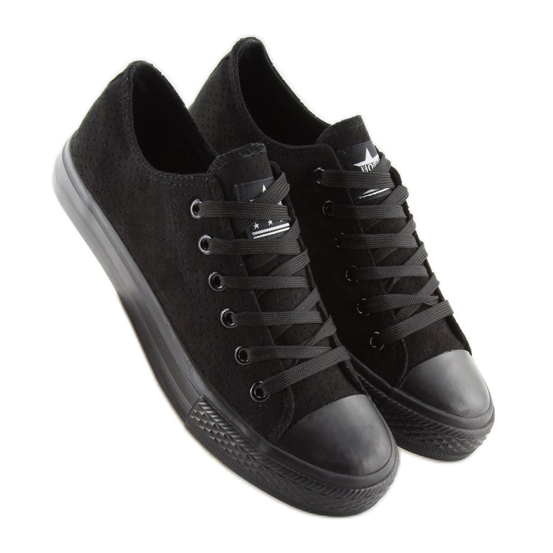 Sneakers da donna in camoscio nero G-94 nero 1