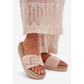 Le pantofole da donna sulla piattaforma con un beige di morsetto d'oro 1