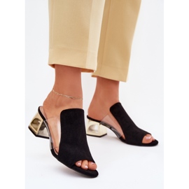 Infradito da donna sul Golden Post Black nero 2