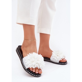 Flop da donna decorate con fiori bianchi bianco 2