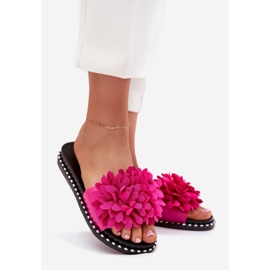 Flop da donna decorate con fiori fucsiani rosa 1