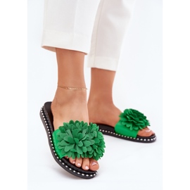 Flop da donna decorate con fiori verdi verde 2