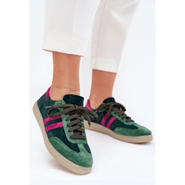 Zazoo N1068 Sneaker in pelle scamosciata Donne verde scuro 2