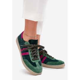 Zazoo N1068 Sneaker in pelle scamosciata Donne verde scuro 1