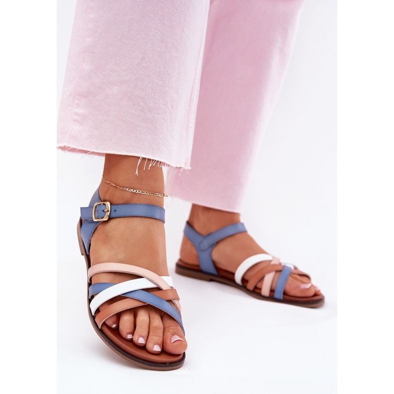 Sandali femminili con Sergio Leone SK090H Blue Strips 2