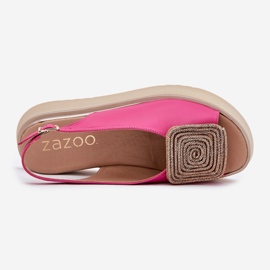 Zazoo 1786 Sandali in pelle femminile sulla piattaforma con un ornamento di fucsia rosa 2