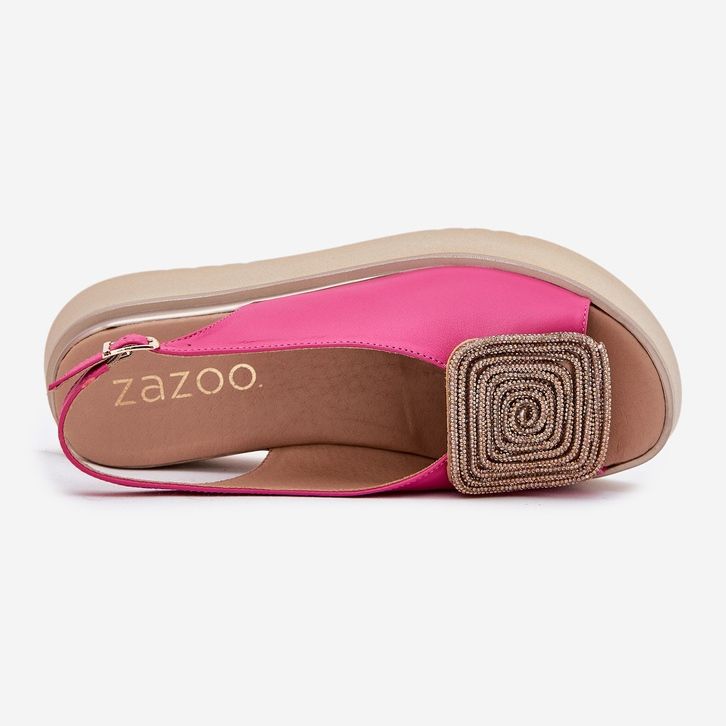 Zazoo 1786 Sandali in pelle femminile sulla piattaforma con un ornamento di fucsia rosa 2