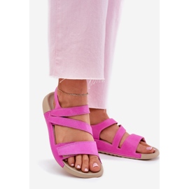 Sandali in pelle femminile zazoo k1004 fucsia rosa 1