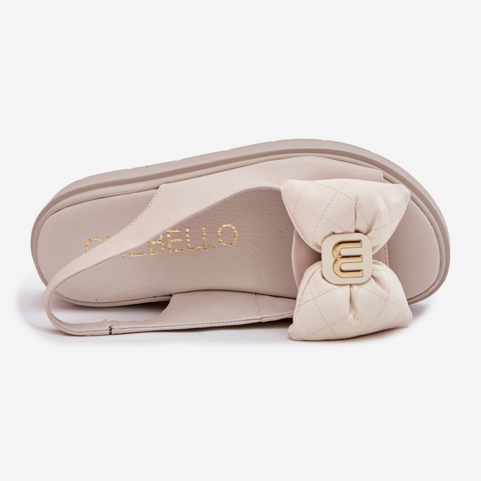 Sandali in pelle femminile sulla piattaforma con Chebello 4641 beige 1