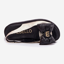 CheBello Sandali in pelle femminile sulla piattaforma con Cheello 4641 oro e nero d'oro 2