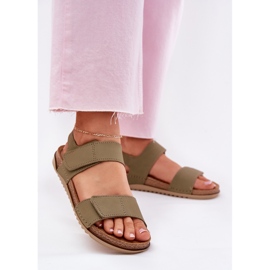 Sandali in pelle da donna inblu aa0001ki verde 2