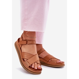 Sandali in pelle femminile sulla piattaforma Maciejka L7064-04 Brown marrone 1