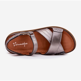 Sandali in pelle femminile sulla piattaforma di grafite Maciejka L7064-35 grigio 2
