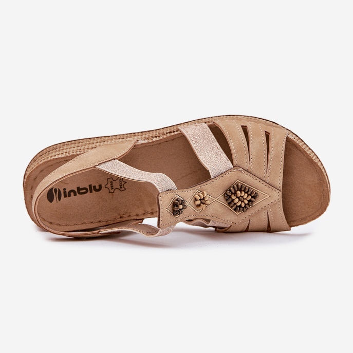 Sandali a cuneo femminile con decorazioni di beige inblu rv000015 2