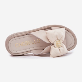 Flip in pelle femminile sulla piattaforma con Chebello 4647 beige 2