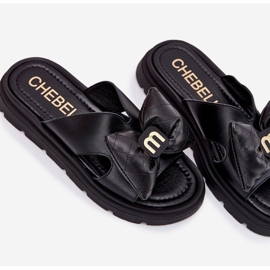 Flip in pelle femminile Flip sulla piattaforma con Chebello 4647 Black Bow nero 2