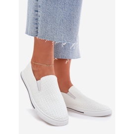 Sneaker da donna in pelle ecologica con l'iscrizione bianca bianco 1