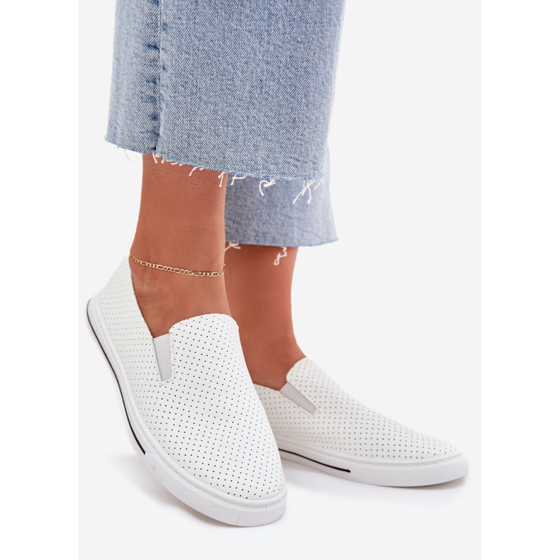 Sneaker da donna in pelle ecologica con l'iscrizione bianca bianco 1