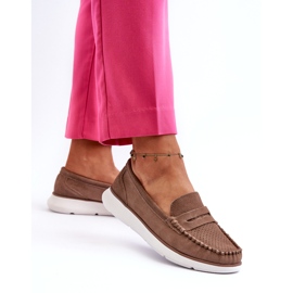 Mocassini in pelle scamosciata femminile sul sergio Leone SP012 Platform Light Beige 2