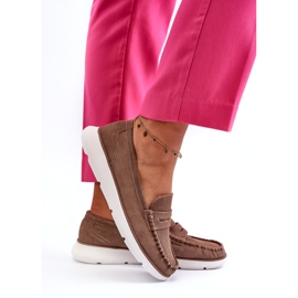 Mocassini in pelle scamosciata femminile sul sergio Leone SP012 Platform Light Beige 3