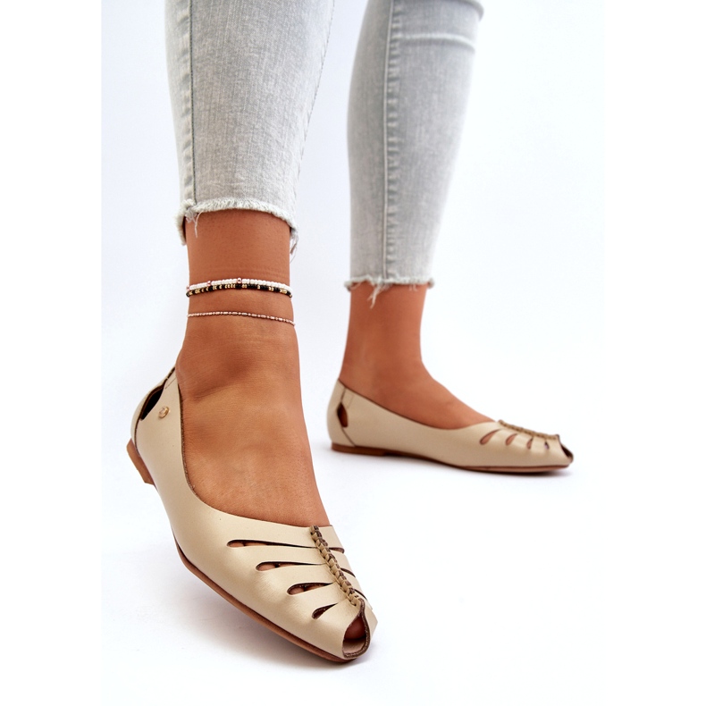 Zazoo 10009 comodo in pelle ballerina femminile beige 2