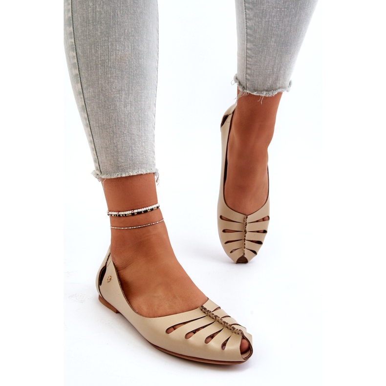 Zazoo 10009 comodo in pelle ballerina femminile beige 3